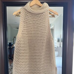 Free People Cozy Tan Sleeveless Sweater